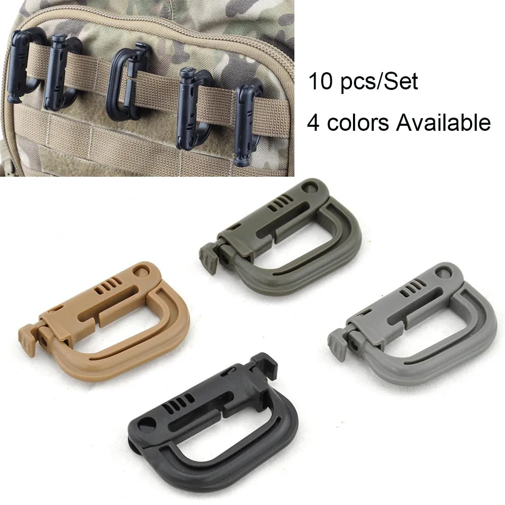 Tactical Molle Carabiner D Locking KeyRing Mount Backpack EDC Snap D