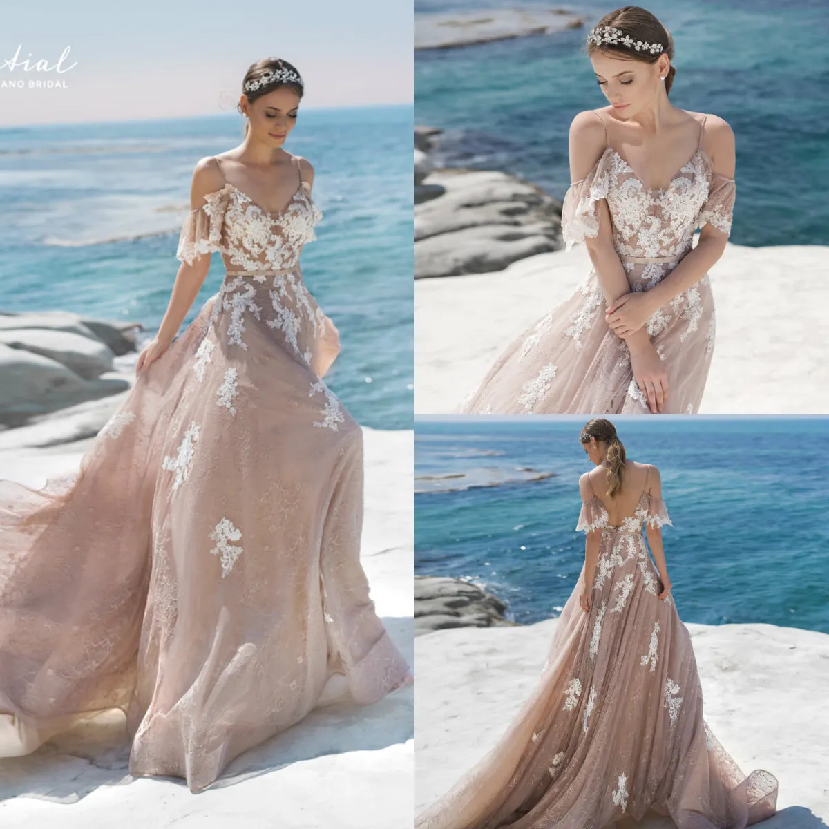 2019 Beach Suknie ślubne Linia Spaghetti Lace Appliqued Sexy Backless Vestido De Novia Plus Synk Suknia Ślubna Eleganckie suknie ślubne