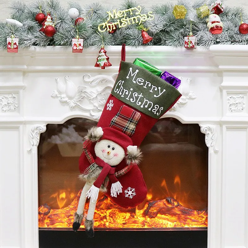 2018 Cuelgue caramelo calcetines de Navidad medias para niños y regalo del árbol de navidad decoraciones de nuevo al por mayor nueva Navidad