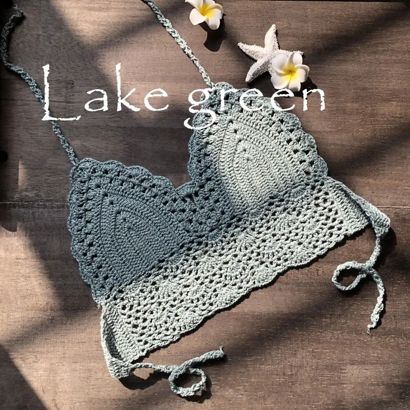 New Fashion Sexy Handmade Crochet Lady Due Pezzi Vestiti Petto Swimwear Costumi da bagno Bikini Beach Costume da bagno 9 9 YZ W