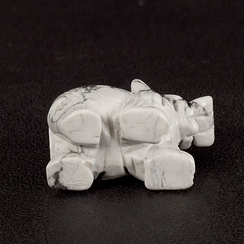 Dingsheng Naturalny Kryształ Kwarcowy Kamień Howlit Tiger Eye Elephant Figurki Rzeźba Kamień Longevity Turkusowe Healing Reiki Stones Craft