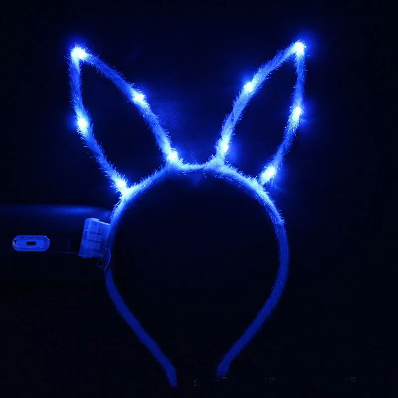 Çocuklar Yetişkinler Bunny Kulakları Yanıp Sönen LED Glow Kafa Hairband Kadınlar Bar KTV Gece Kulübü Elbise Dekor Glow Parti Malzemeleri QW7102