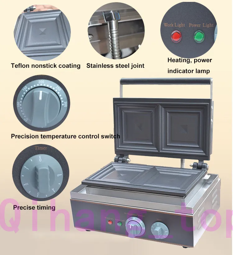 Qihang_topレストラン自動サンドイッチトースター機/商業用サンドイッチワッフルメーカー/電気パン製造機