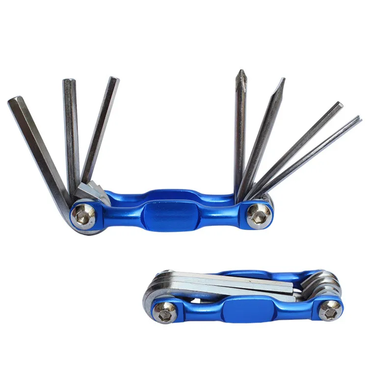 Folding Bike Repairing Tools 7 in 1 Fixing Bicycle Cycling Tool Kit Wrench Screwdriver Chain Carbon Steel Cycle Multifunction Tools