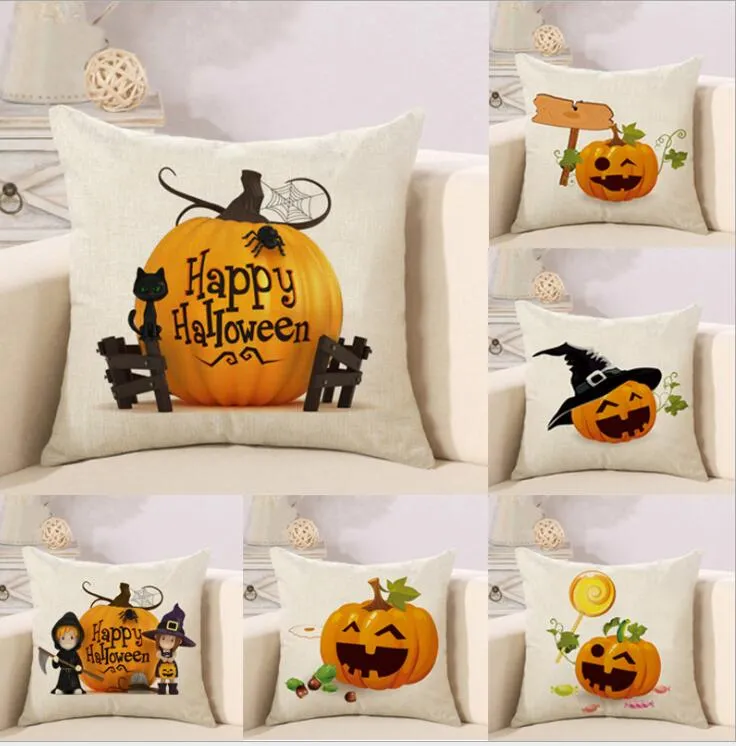 Halloween decoratie Pumpkin Kussensloop 3D Gedrukt Cartoon Kussensloop Festival Kerstkussens Set Sofa Car Cushion Cases 45x45cm