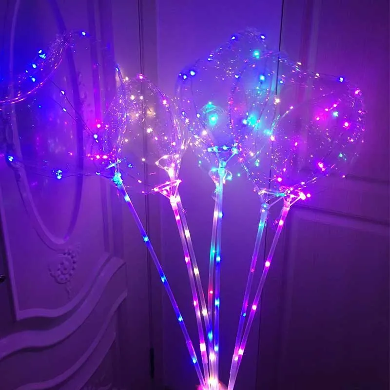 decorative Bobo Ball LED Line With Stick Wave Ball 3M String Balloon Light Up For Christmas Halloween Wedding Birthday Home Party Decoration DHL