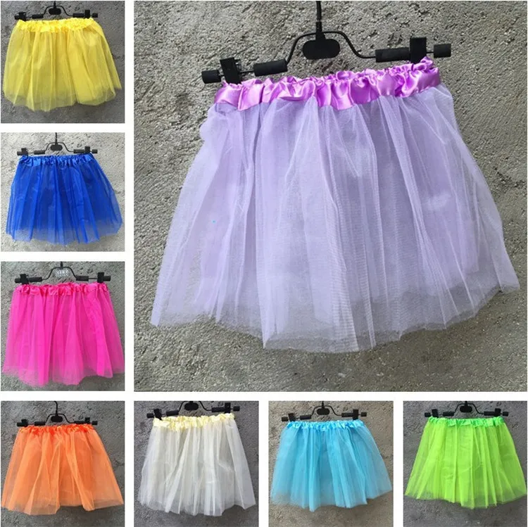 Varm försäljning ren färg barn bubbla kjol tjejer spets prinsessa kjol ballett utföra dans kjol t3i0198