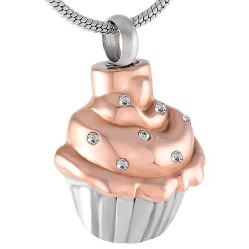Ice-Cream Memorial Ashes Holder Cremation Urn for Women with Crystal Perfume Bottle Locket