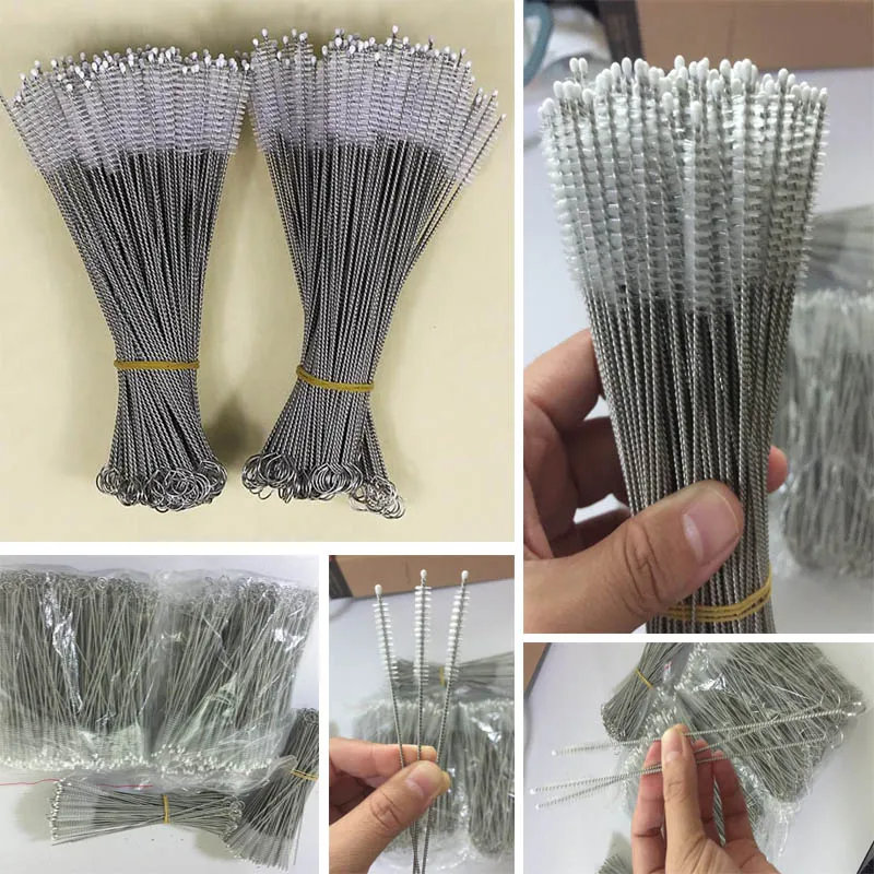 Stainless Steel Drinking Straws Cleaning Brush Pipe Tube Baby Bottle Cup Reusable Household Cleaning Tools 175*30*5mm HH7-1071