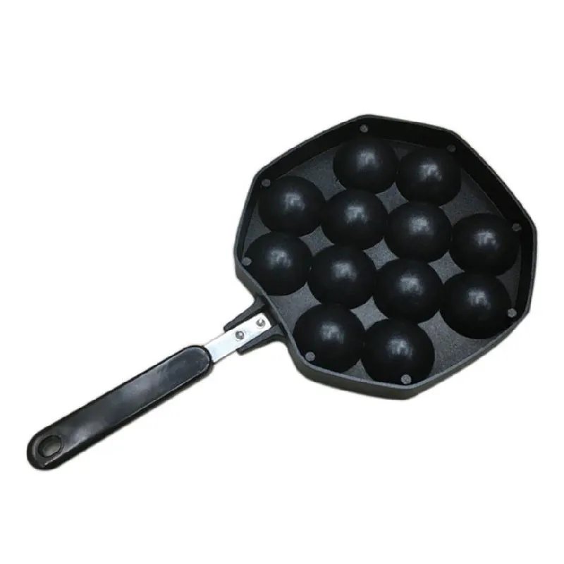 BEIJAMEI-procesador de bandeja para hornear con bolas de pulpo, molde pequeño para hacer gofres Takoyaki, molde para estufa de aluminio con mango negro