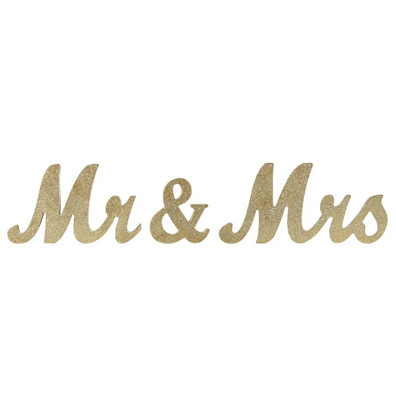 AKDSteel Lettere decorative in legno Mr & Mrs Gold Glitter Vintage Style Large Size 3D alfabeto in legno impermeabile e robusto per matrimonio anniversario decorazione festa argento 