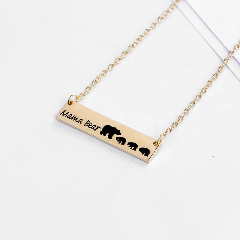 Mama Bear Cub Colliers Pendentifs Or Argent Plaqué Alliage Lien Chaînes Chokers Collier Bijoux Fête Des Mères Gif