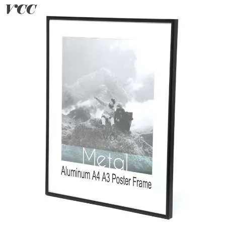 Cadre d'art mural décoratif VCC, cadre d'affiche A4 A3 en aluminium de luxe noir pour tenture murale, cadre Photo en métal, cadre de certificat,