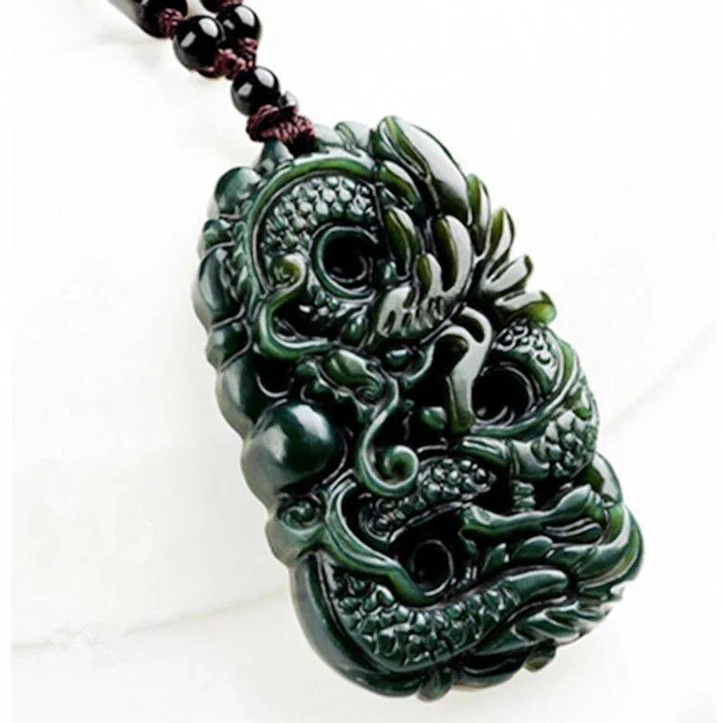 Pure natuurlijke hand gesneden jade draak china hetian jade hanger gunstige draak ketting a44446633