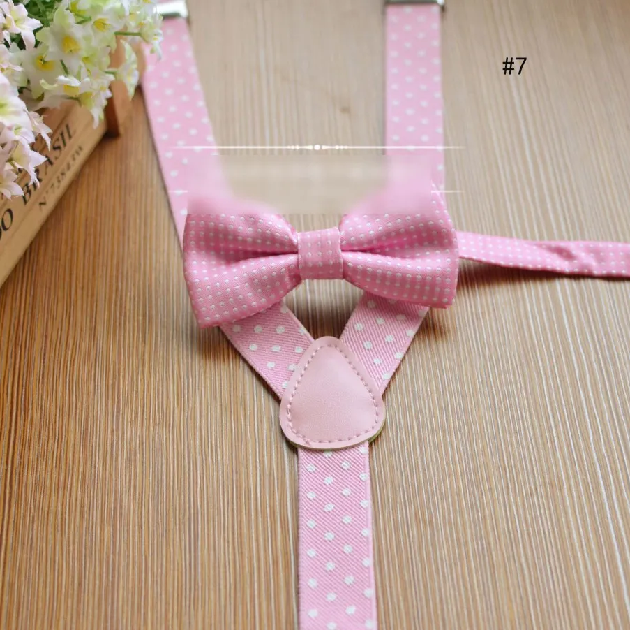 Mode Kids Boys Suspenders Polka Dots Bow Slips Elastiska Bröllop Susender Satser DOT Gentleman Barn Shous Belt C3243