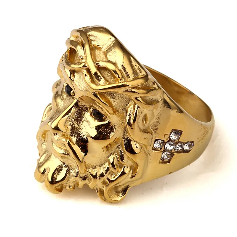 2018 Nowy Pierścień, Hip Hop, Lion Head, Indian Chieftain, Jezus 18k Gold Quality Ring, Darmowa Wysyłka.