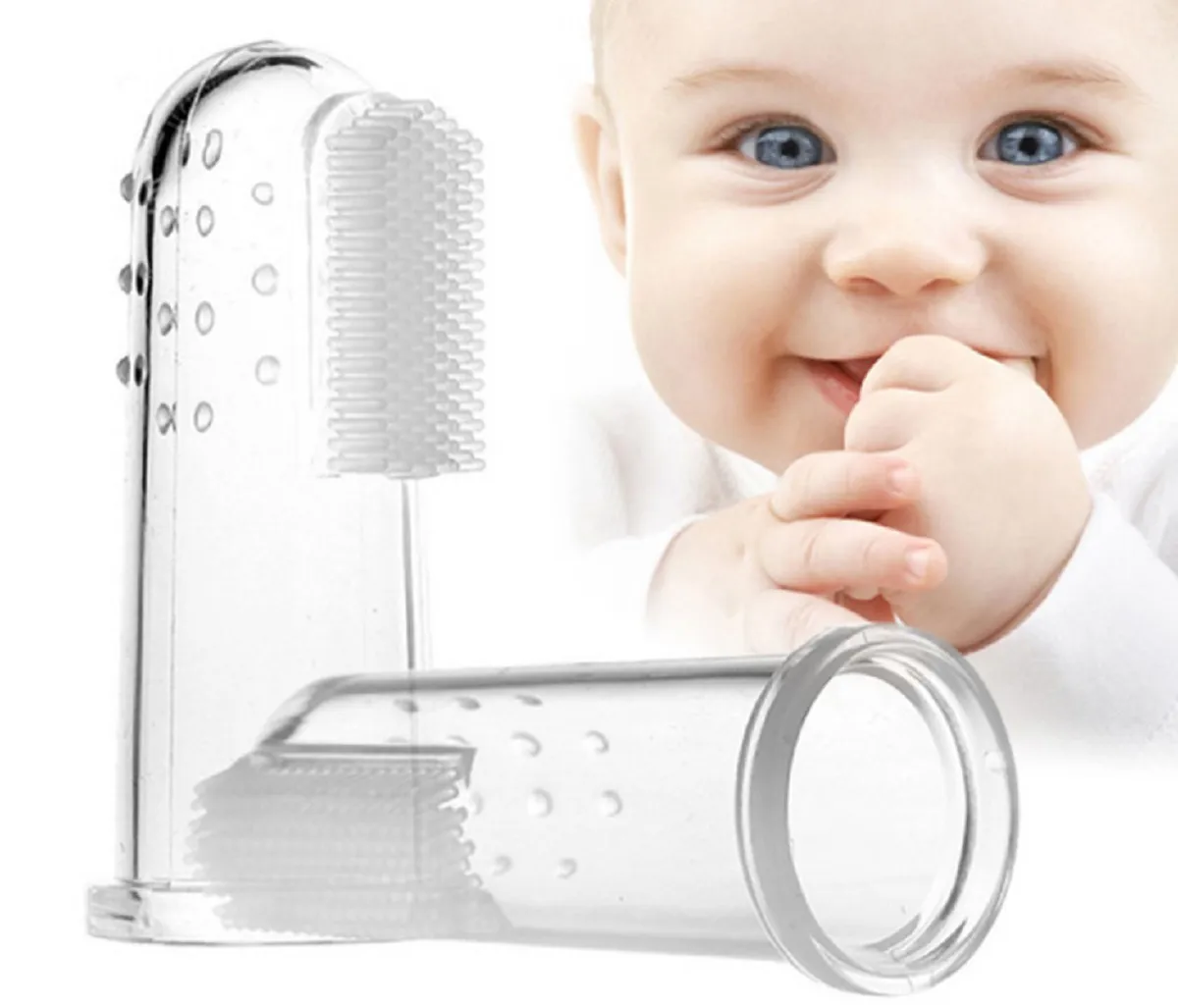 Cepillo de dientes para bebé, cepillo de dientes de silicona de grado alimenticio para bebés pequeños, mordedor de cepillo de dientes y masajeador bucal