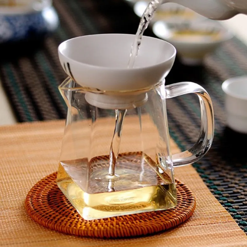 Carré de verre au fond de thé à fleur de fleur de bouettle épaisse tasse de café puer café