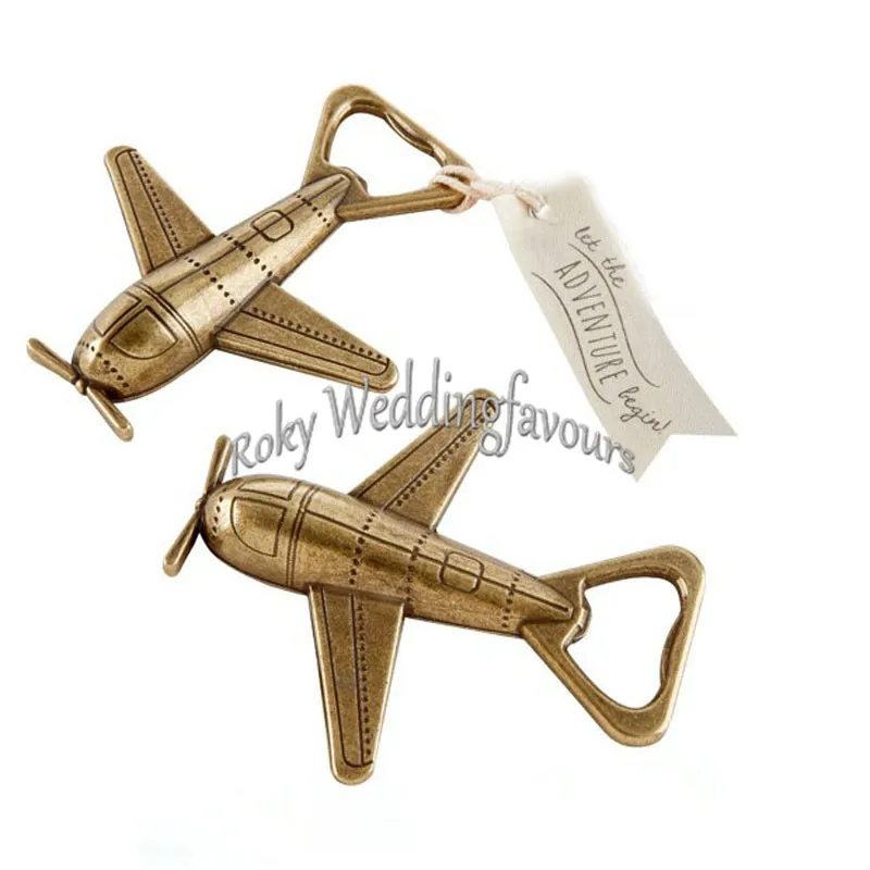 "Let the Adventure Begin" Airplane Bottle Opener Travel Destination Wedding Favors Event Keepsakes Anniversary Gifts