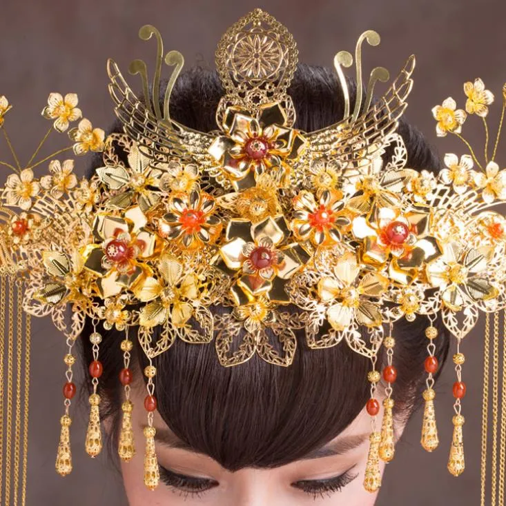 Полноценный костюм невесты головной убор ретро китайские волосы Корона