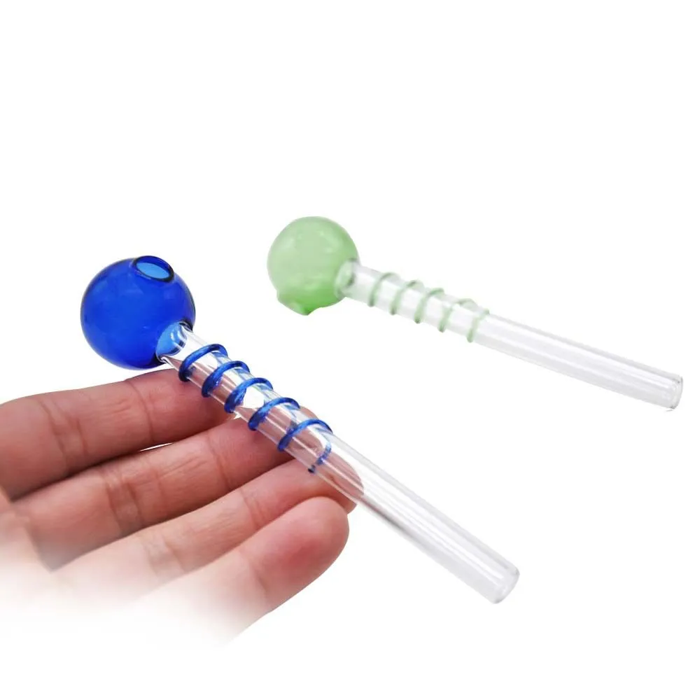High Quality Oil Burner Pipe spiral Glass water Pipes Bubbler Pyrex mini Glass Handle