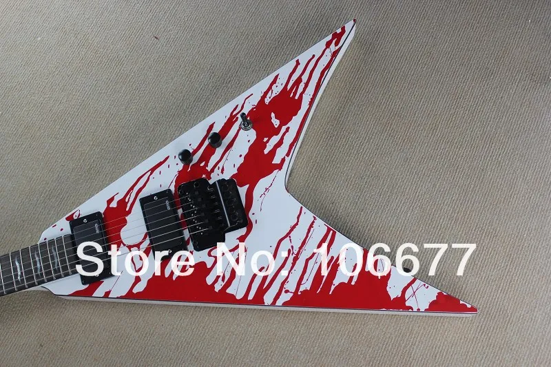 Kostenloser Versand Top Qualität LTD Flying V Custom Shop Blut Tränen James Hetfield E-gitarre Floyd Rose Brücke EMG