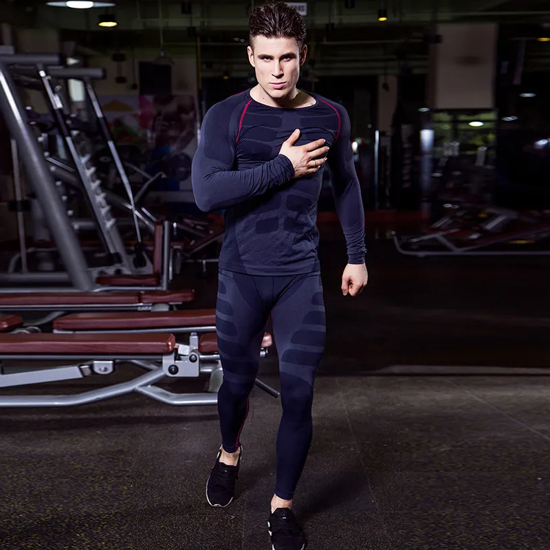 Men Dry Fit Compression Tracksuit Fitness Tight Running Set T Shirt Legging Mens Sportswear