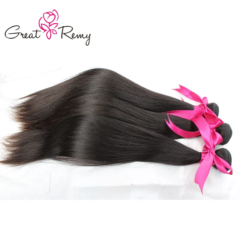 3 unids / lote SIN PROCESAR Braziilan Virgin Hair Weave Extensiones de cabello recto Paquetes Peruano Malasio Indio Remy Paquetes de cabello Trama Greatremy 8-34 pulgadas VENTA