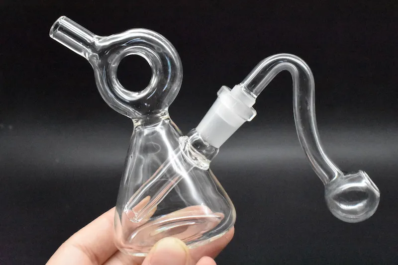 Nouveau desgin bangs en verre Shisha tornade et cyclone recycler perc verre tuyaux d'eau en pyrex épais mini bécher bong avec 10mm tuyau de brûleur à mazout