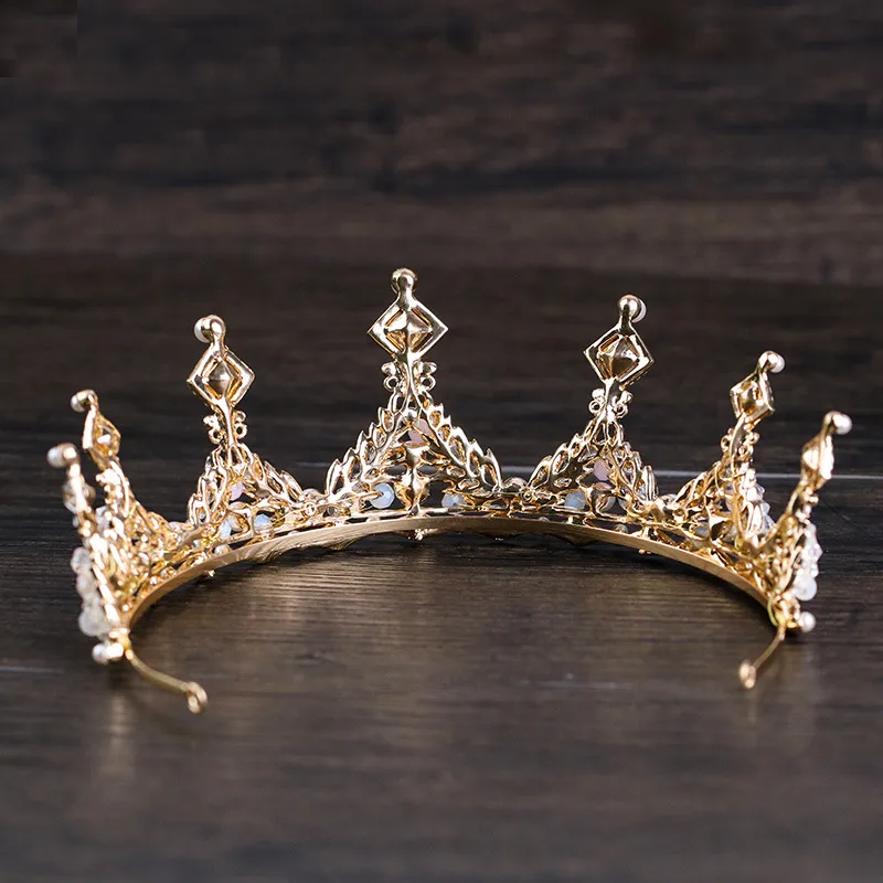 Barock pärlor kristall brud krönar hårband guld brud tiaras pannband bröllop diadem drottning krona tiara bröllop slöja hår acc3025731