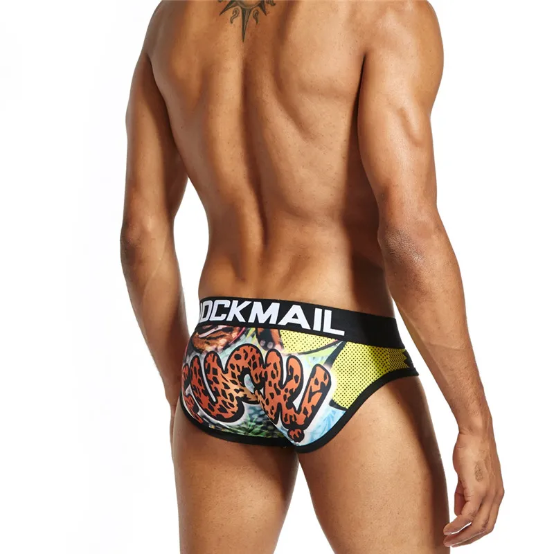 JOCKMAIL Marca Mens Cueca Cuecas imprimir sexy calcinha Gay calzoncillos hombre deslizamentos Homens Biquíni Breve cuecas Gay Underwear1383213