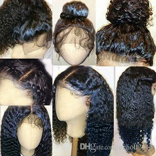 Curly Short Water Wave Full Lace Human Hair Wigs för svarta kvinnor 130% Densitet Förplockad 360 Front Frontal peruk 12inch DiVA1