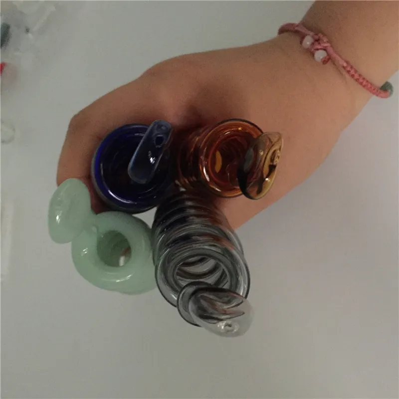 Partihandel glas oljebrännare rör färg multi spiral glas kruka glashandtag rör bubbler pyrex oljeplattor rökning