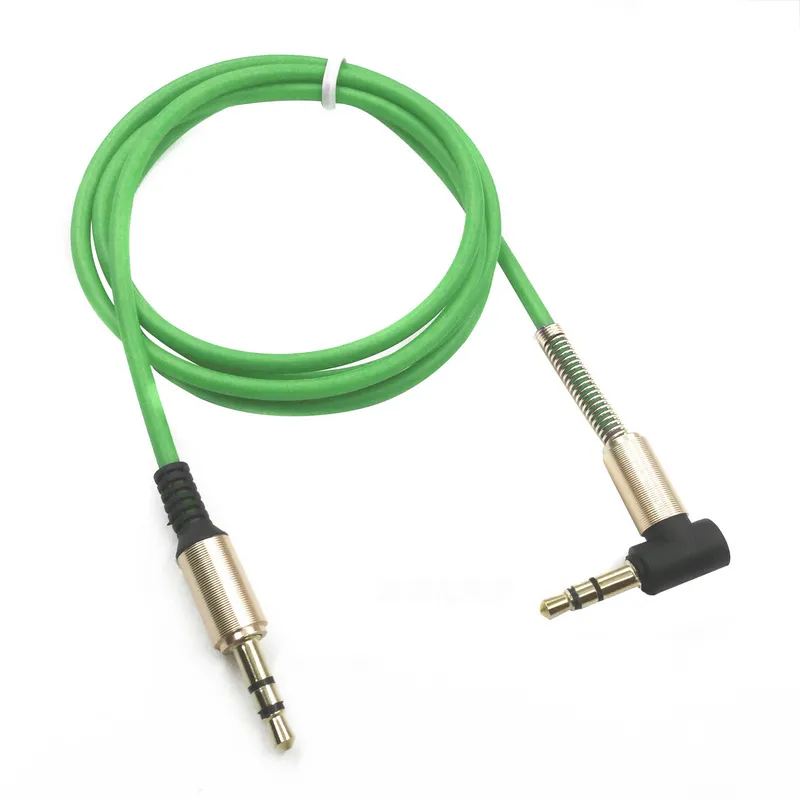 Aluminium Legering Auto Aux Cables 3.5mm Mannelijk naar Mannelijke Rechtse Hoek Auto Hulp Audio Kabel voor Telefoon MP3 Auto Stereo