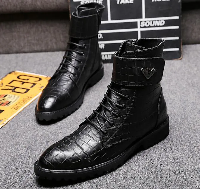 Nouveau Design hommes moto bottes Vintage botte automne hiver luxe fendu cuir étanche boucle militaire bottes hommes chaussures