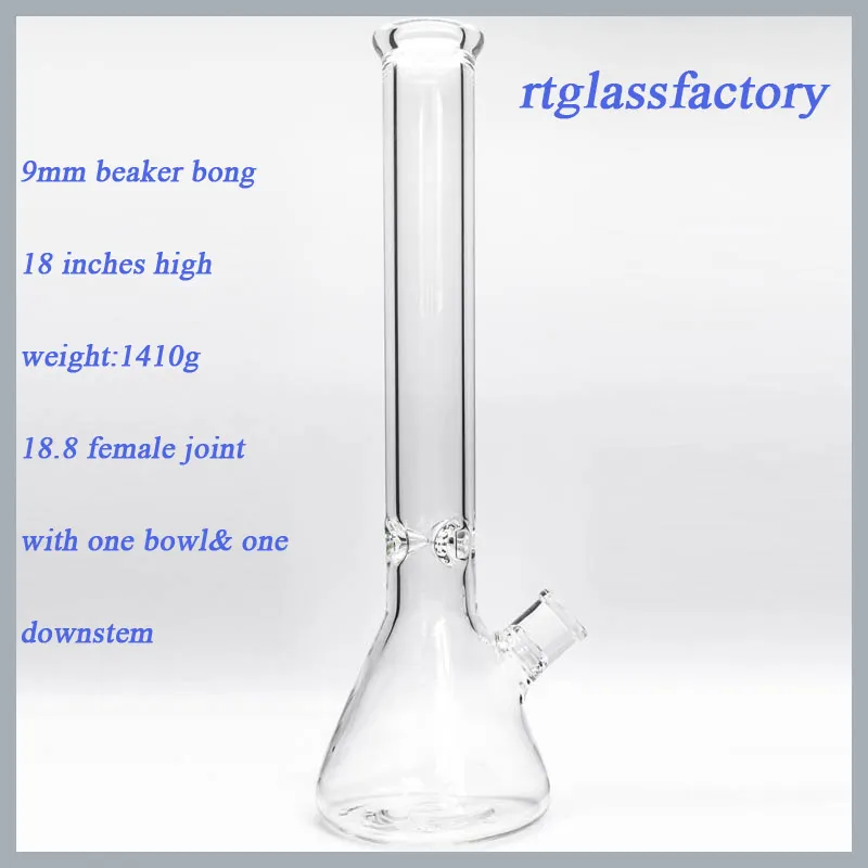 Hookah 9mm tjocka glasbongar 12 '' 14 '' 18 '' Tung bägare bong tjock elefantfog rakt med catcher klassiska rökning vattenrör