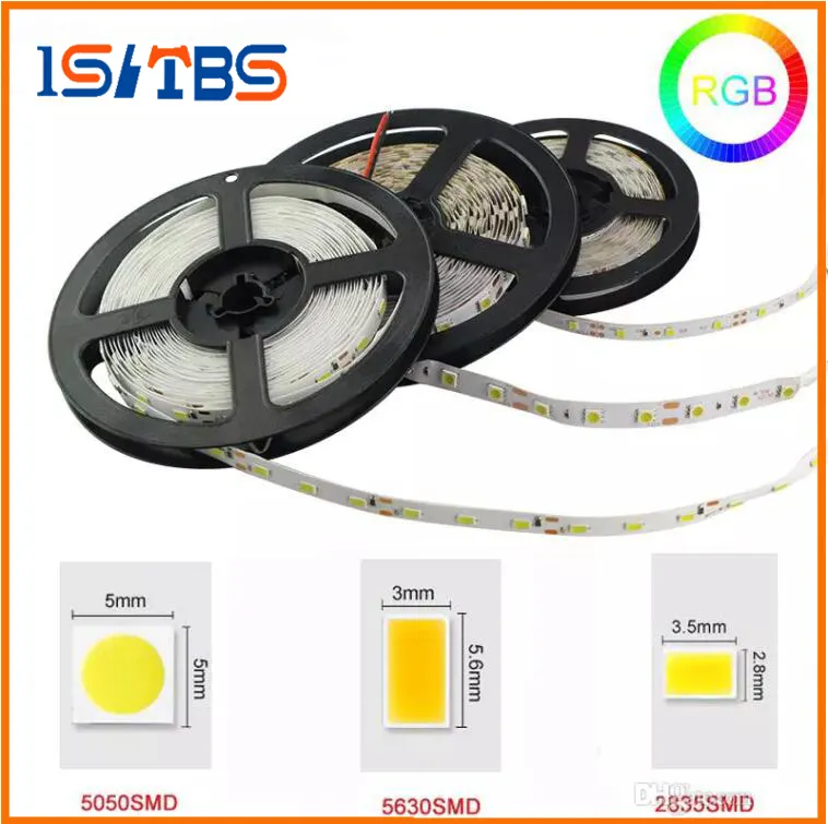 LED Strip Light 12V SMD3528 5050 5630 300LED Strip Non-Vattentät Ribbon för flexibel Strip Home Bar Decor Lampada LED 5m / Rull RGB