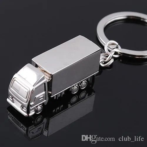 1000pcs Cool Creative Fashion container truck Metal Keychain Ring Keyring Key Chain Ring Silver Fob Funny Gift Promotion lin2245