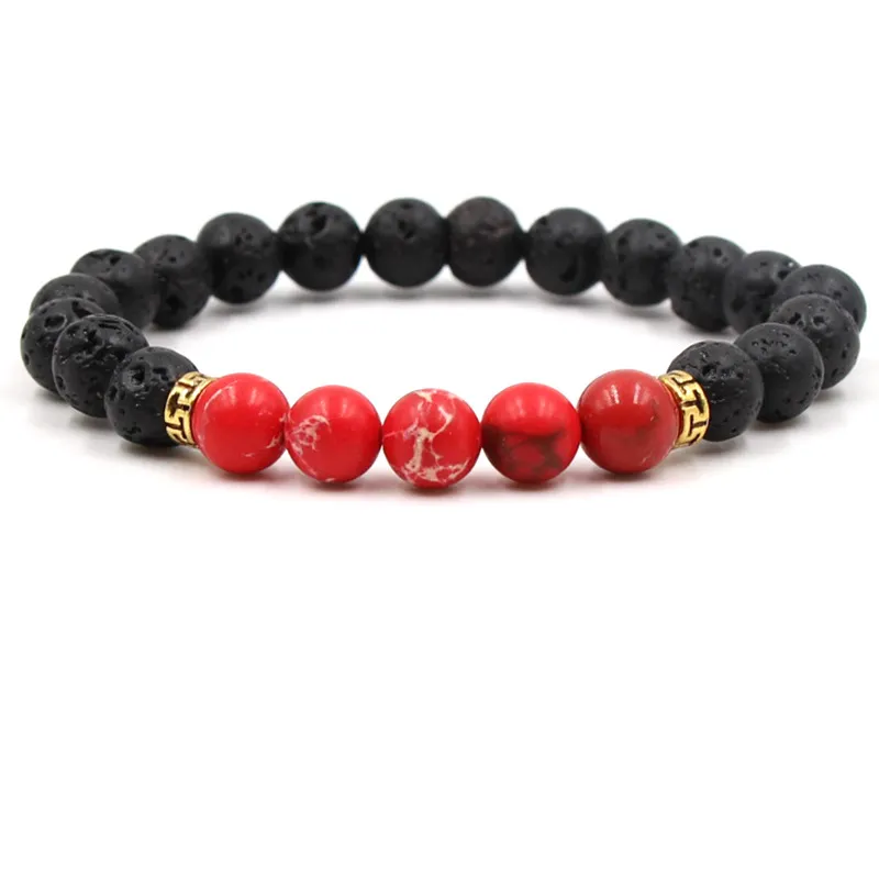 Natürliche schwarze lava steinperlen chakra armband ätherisches öl diffuser armband silber gold farbe türkis vulkan yoga armbänder