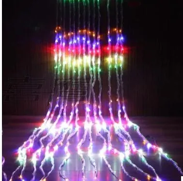 3x3m 320LED Waterval Gordijn Icicle LED String Light Meteor Douche Regen Fee String Garland Huwelijk Achtergrond Licht