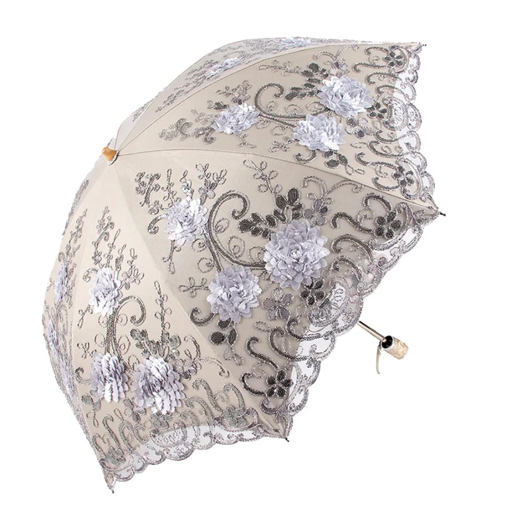 Parapluie pliant Femmes élégantes dentelle parapluie étanche à vent pare-soleil parasols anti-UV parasol imperméable