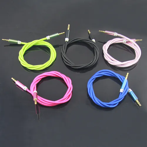 3.5mm AUX Auxiliary Cable 3FT Cloth Braid Male to Male Stereo Biltillägg Ljudkabel för MP3 MP4 iPhone Bluetooth Speaker Högtalare