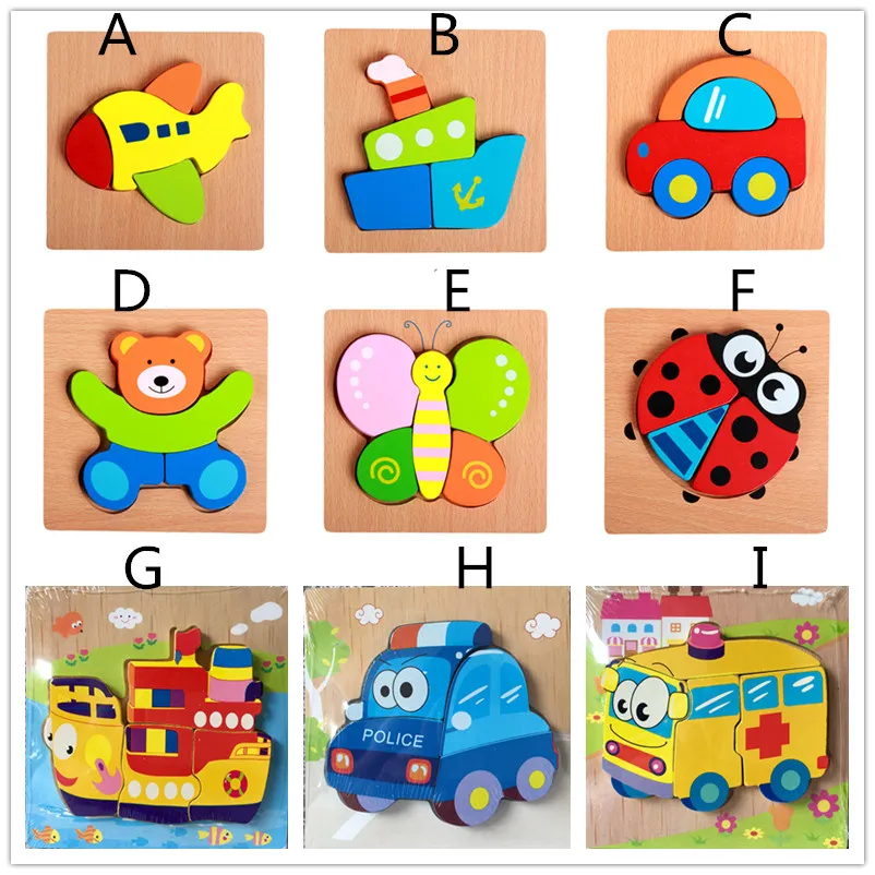 20 stili simpatici animali in legno Puzzle 15 * 15cm Baby colorful Legno puzzle intelligenza giocattoli bambini regali ragazze boyd