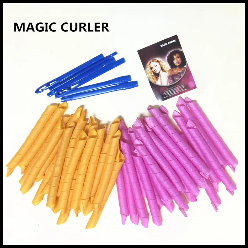 40pcs 55cm Magic Hair Curlers Long Spiral Rollers Set Easy Fast DIY Tool No Heat Ringlets