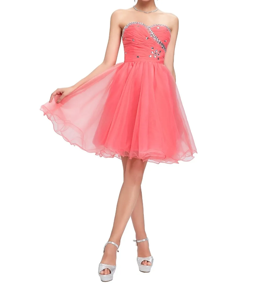 Grace Karin Sweetheart Short Prom Dresses Pink Blue Black White Prom Dresses Beading Sequin Ruched Sexy Party Gowns HY718