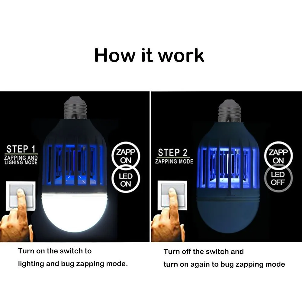 Bug Zapper Light Bulb - 2 in 1 Electronic Insect Killer, Mosquito