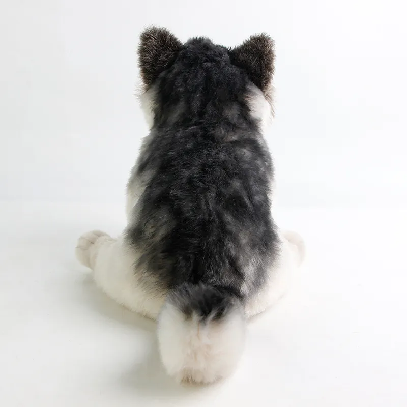 Dorimytrader qualité douce simulation animal loup en peluche poupée mini peluche husky chien jouet animaux de compagnie enfants cadeau 27x16x24cm DY50120