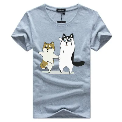 Hommes décontracté été t-shirt hommes dessin animé Animal imprimé t-shirts hommes col rond à manches courtes haut vêtements