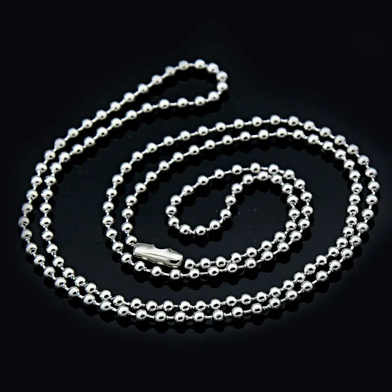 3mm Chains Ball Bead Chain 60cm Silver Tone Stainless Steel Tag Ball Chains Necklaces For