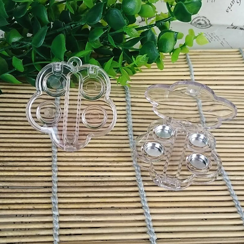 Boîte vide en plastique transparent fleur 4 grilles fard à paupières fard à joues cosmétique emballage rechargeable